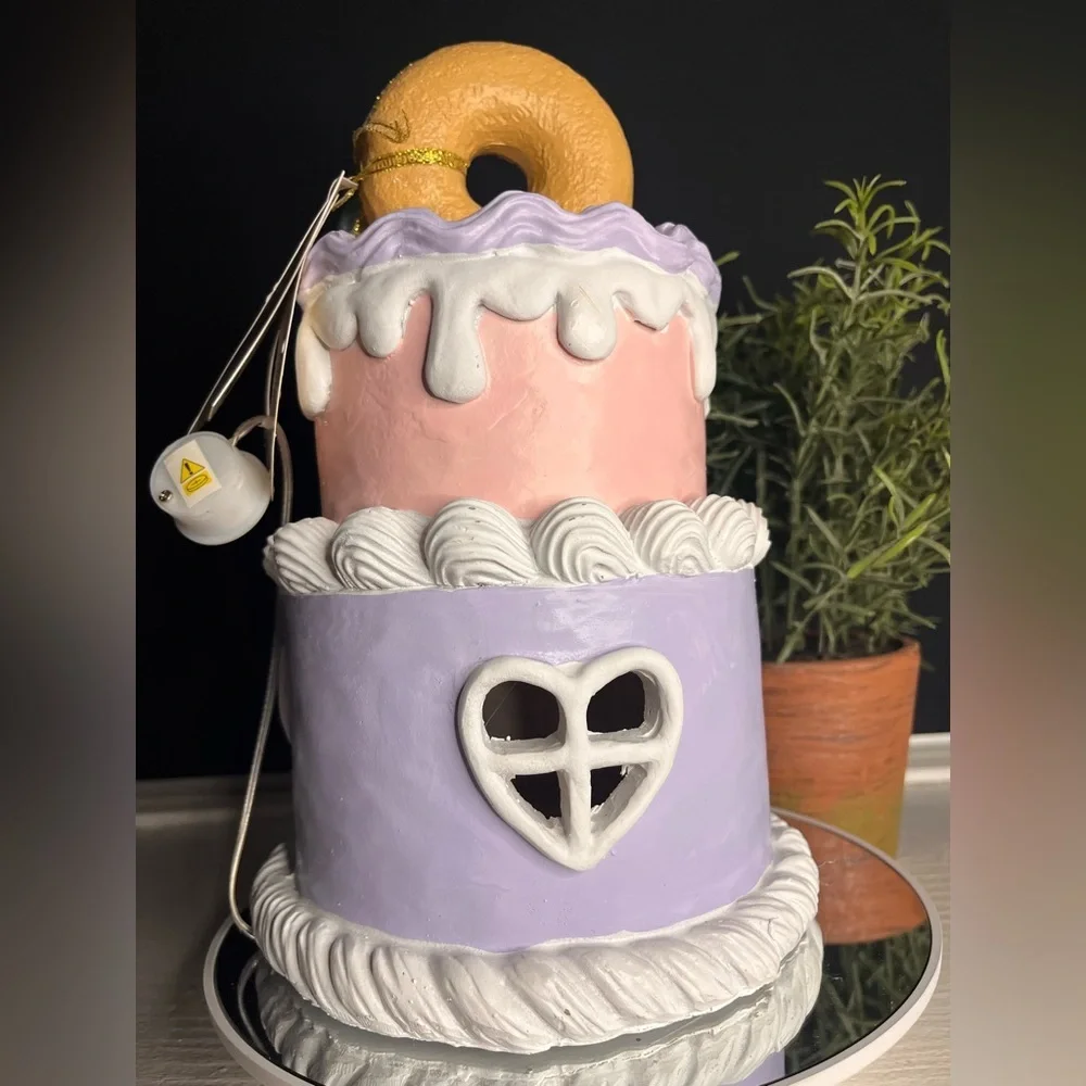 Large Ice Cream Cake Easter Bunny House Pastel Macaron Donut Decor NWT